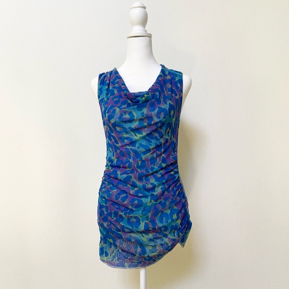 Vintage Saks Fifth Avenue mesh cowl neck mini dress/long tank.